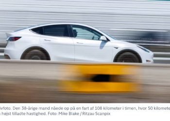 رانندگی با ۱۰۸ کیلومتر سرعت در محدوده ۵۰؛ پلیس دانمارک، تسلا را ضبط کردیک نمایشگ…